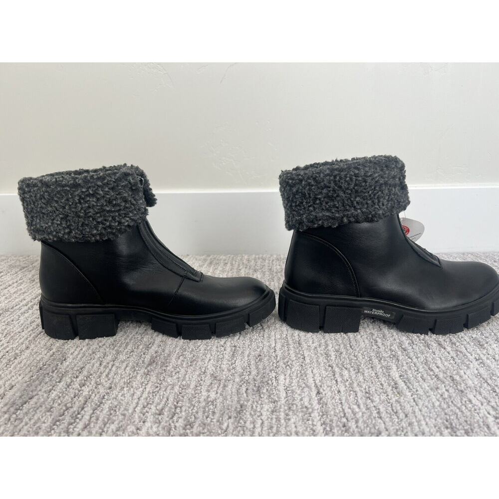 Blondo Plaka Waterproof Boot Size 6 Black Leather Lug Sole Fleece, NWOT - Picture 5 of 7